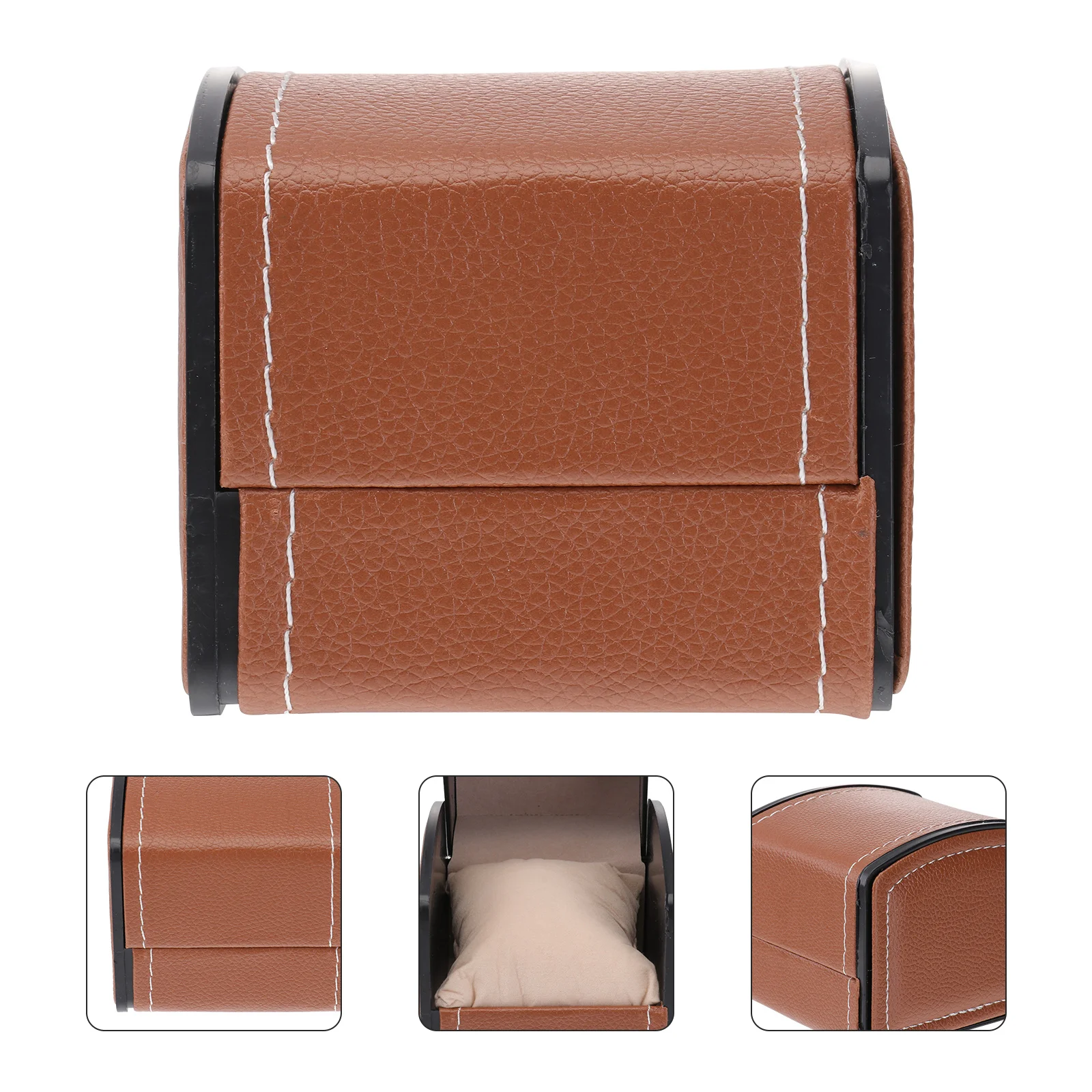 

Gift Box For Watch Storage Pu Square Jewelry Case Travel Present Organizer Display Accessory (Coffee)