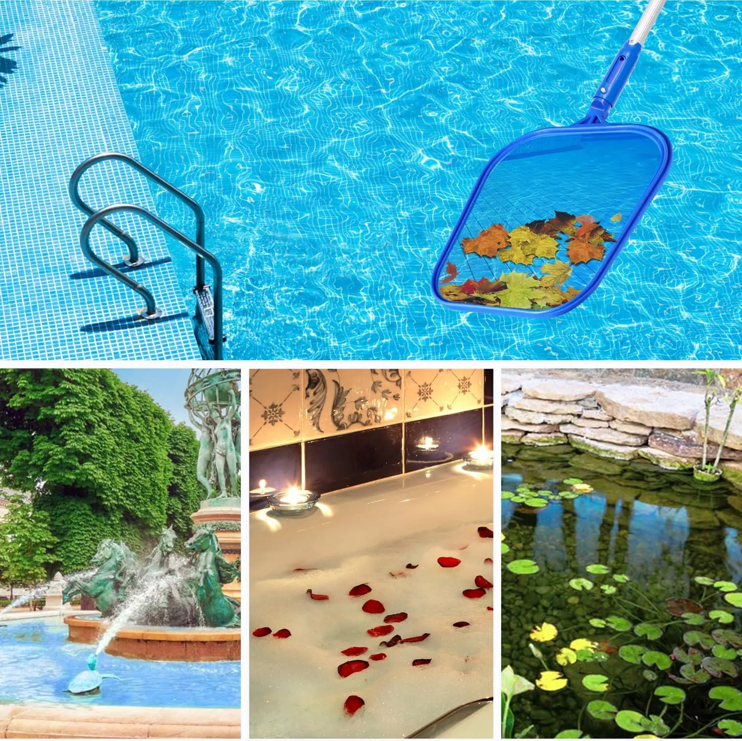

Swimming Pool Leaf Rake Skimmer Net Mesh Frame Cleaner Pool Skimmer Net 183cm for Swimming Pools Hot Tubs Spa & Pool Maintenance
