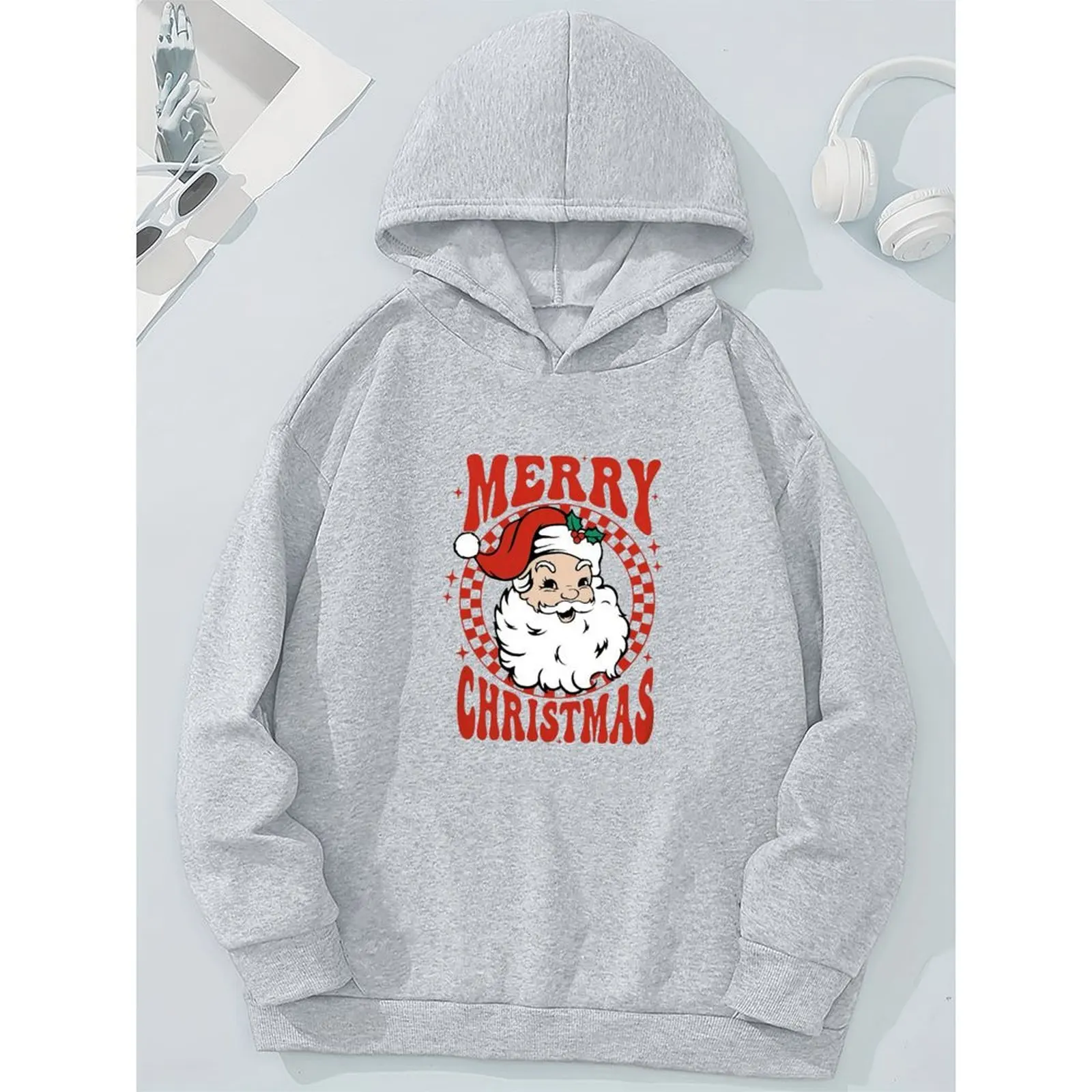 

2025 Sweatshirts For Woman Loose Winter Casual Printed Pattern Comfortable Fabric Merry Christmas Santa Print Pullover Hoodies