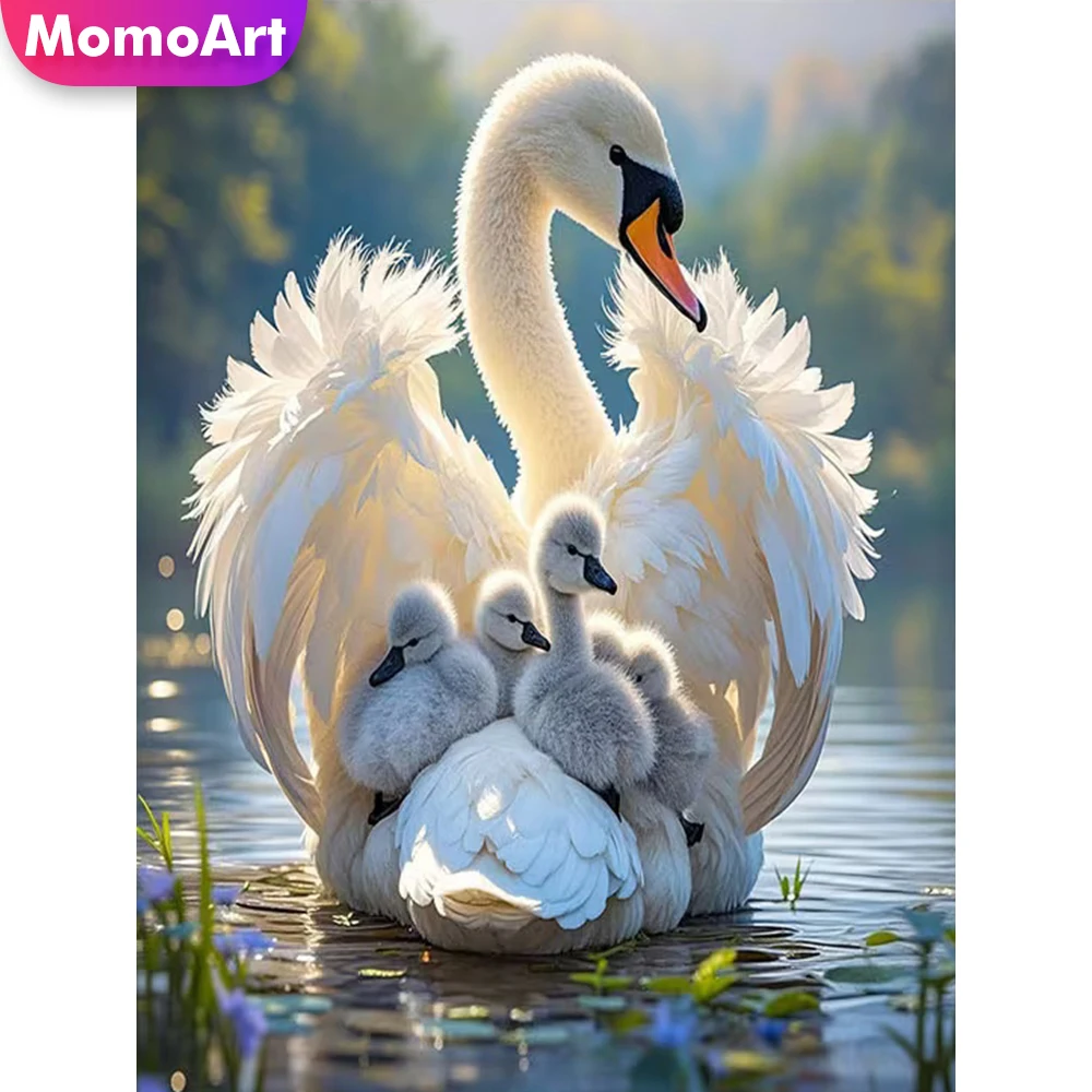 Momoart Voll Platz Runde Diamant Stickerei Schwan Malerei Tier Neue Ankunft Diamant Mosaik DIY Kreuz Stich Kind Hobby