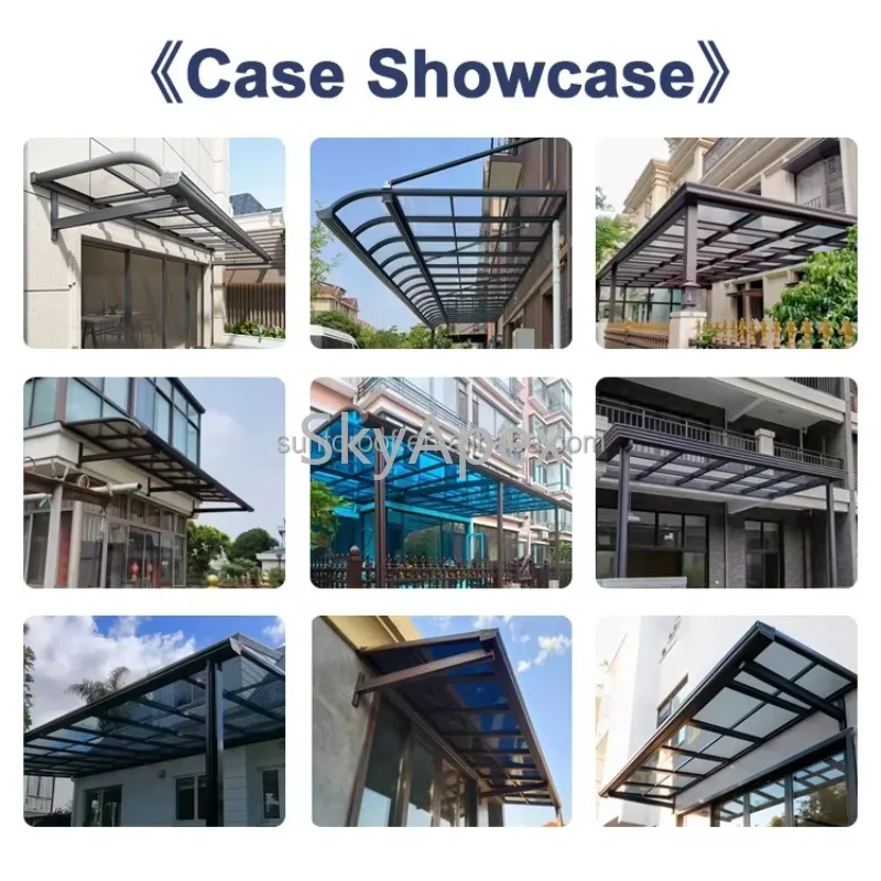 Luxury Customized Aluminum Alloy Frame Polycarbonate Remote Control Retractable  Front Door Awning Canopy for Balcony UV Protect