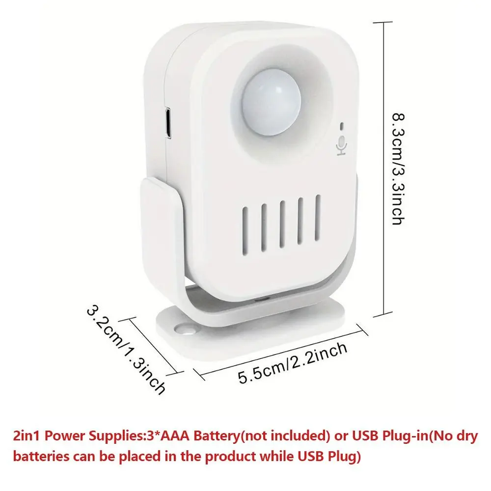 Security Alarm Smart Voice-Activated Doorbell Anti-theft Rotatable Wireless Door Bell with Recording Function