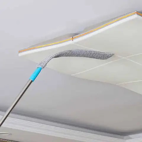 Long Handle Microfiber Flat Duster Under Appliance Cleaning Tool Retractable Dust Cleaning Artifact Extended Gap Dust Cleaner