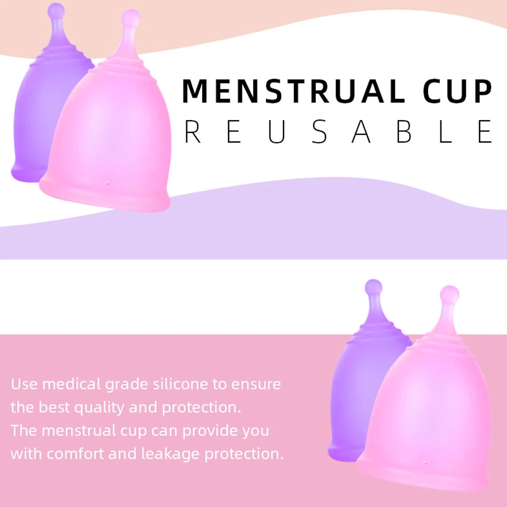 2PCS Anytime Menstrual Cup Menstrual Period Collector Tampon Pads Disc Alternative Feminine Hygiene Menstrual Cups