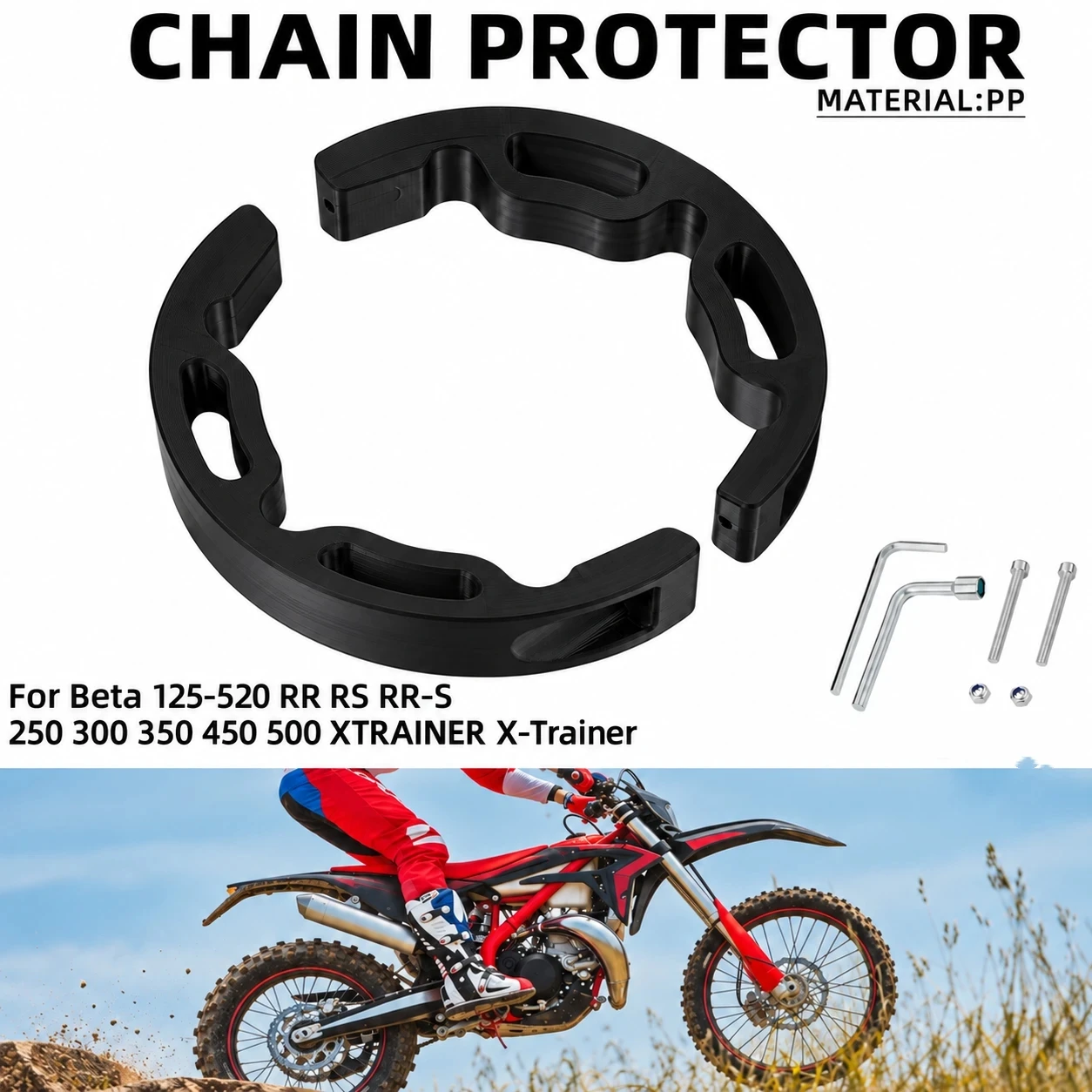 Detachable Design Chain Protector Enduro Chain Guard Anti-collision Cushion For Beta 125-520 250 300 350 450 X-Trainer PP