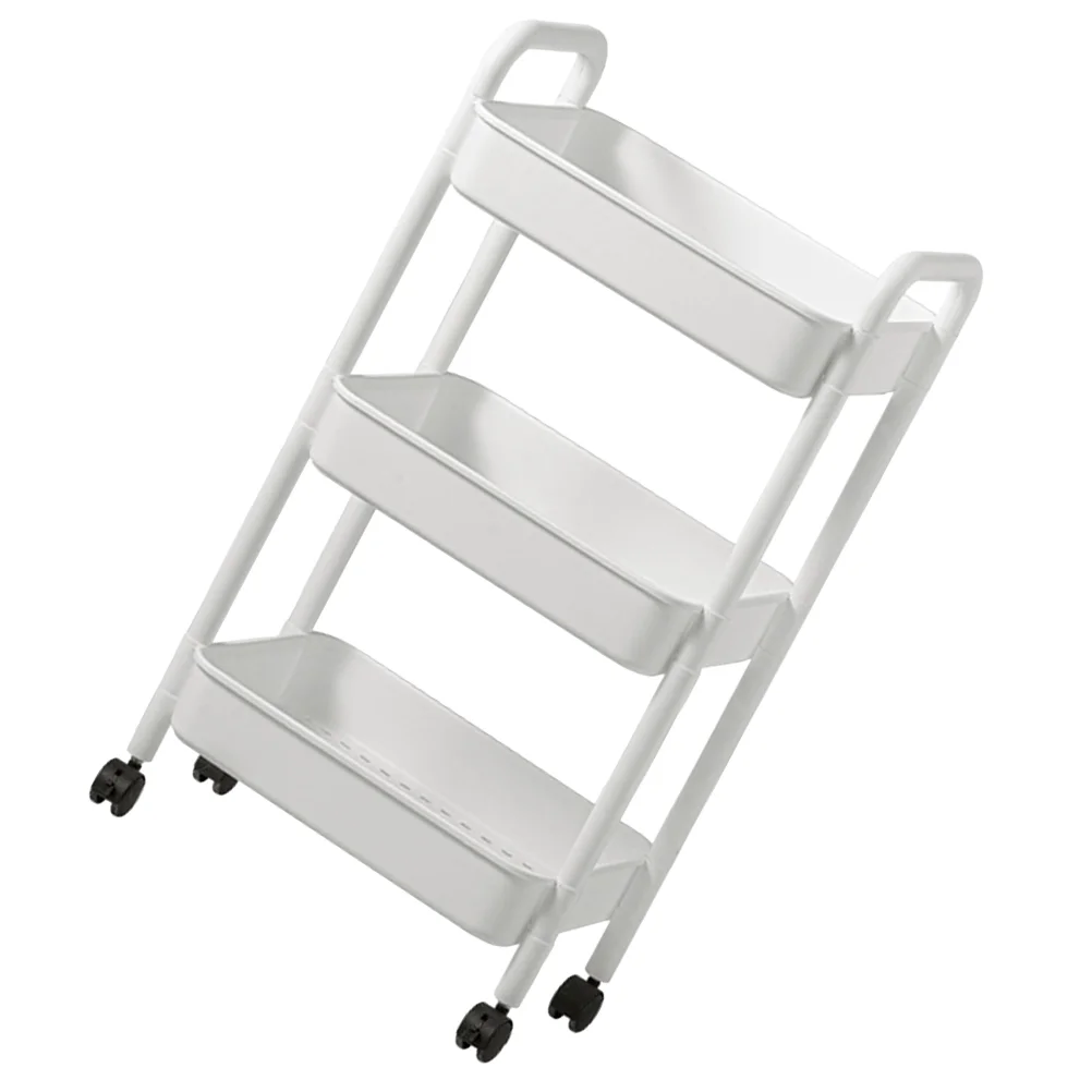 Storage Cart Mobile Rack Multi Tier Rolling Roller Dorm Book with Wheels Multipurpose White Trolley Diaper Office