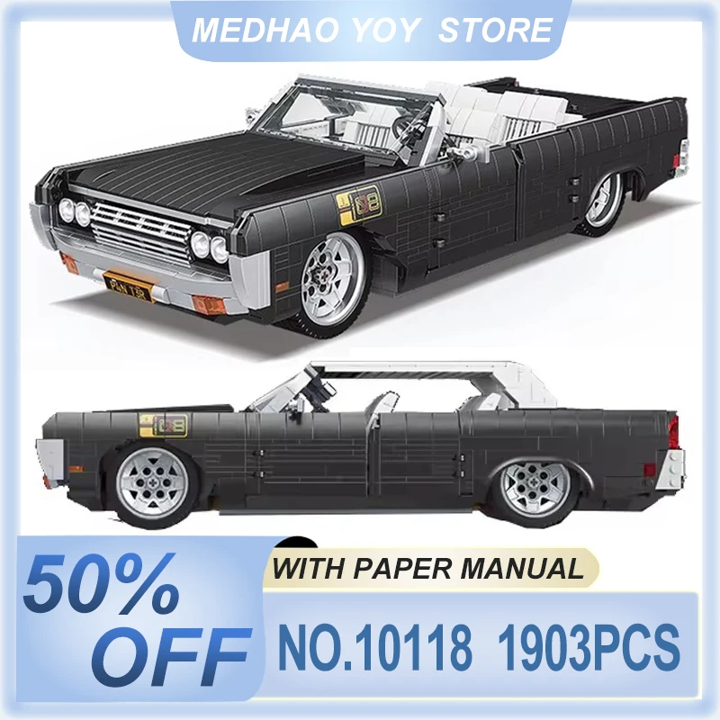 Classic Mould King 10118 bloques de construcción de automóviles técnicos 1964 modelo de carreras deportivas continentales juguetes montaje ladrillo chico regalo de Navidad