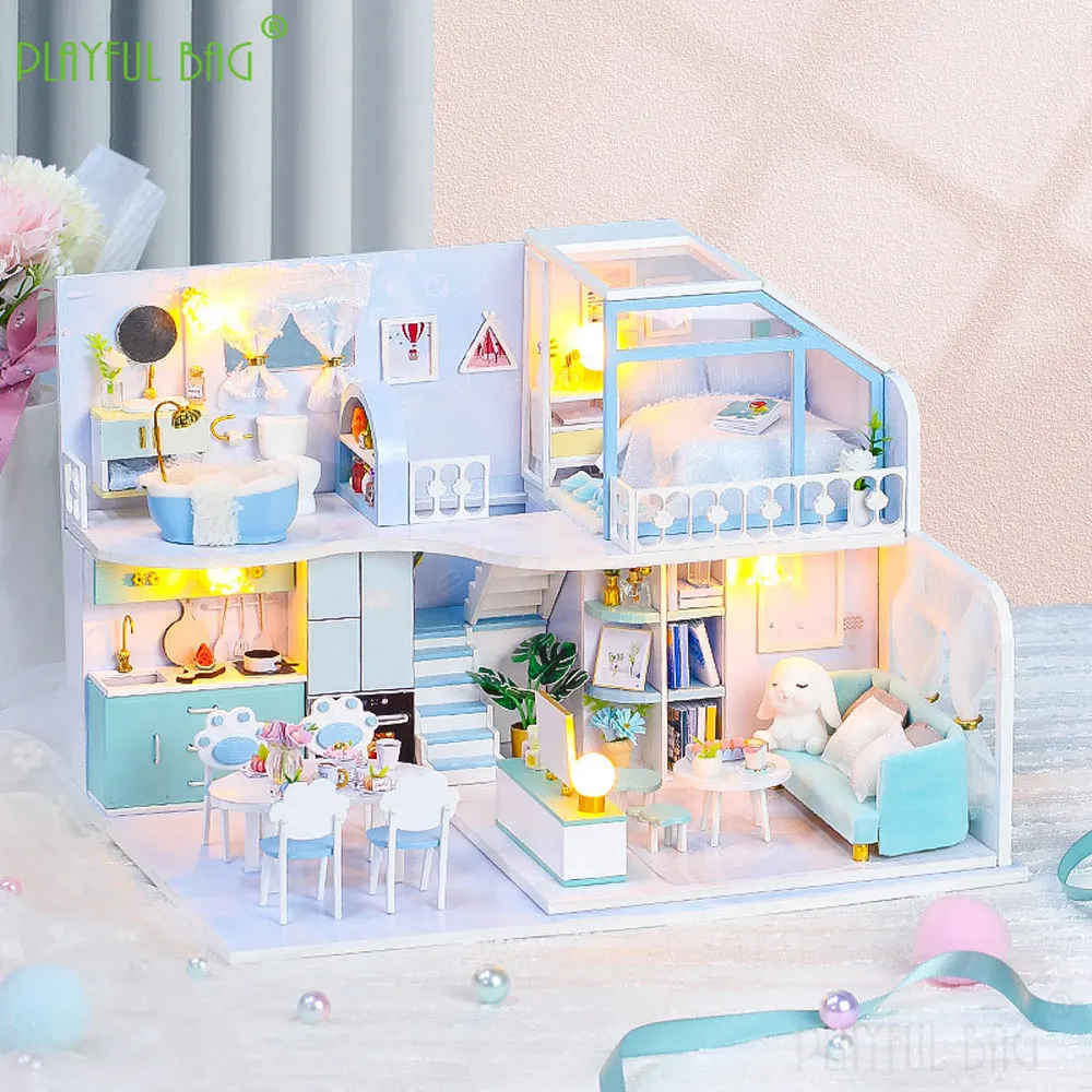 DIY 코티지 나무 수제 모델 조립 아트 하우스 생일 선물 3D 퍼즐 어린이 장난감 집 빌딩 블록 테이블 장식품 HG375