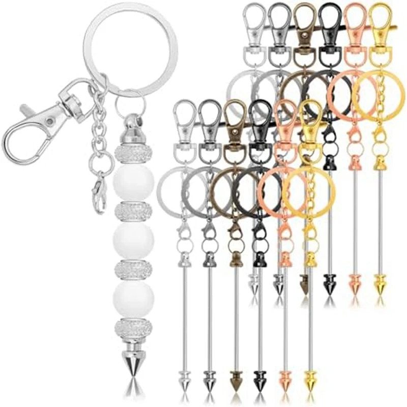 

12Pcs Beaded Keychains In Bulk Kit Blank Keychain Making Supplies DIY Keychain Supplies Set For DIY Jewelry Making