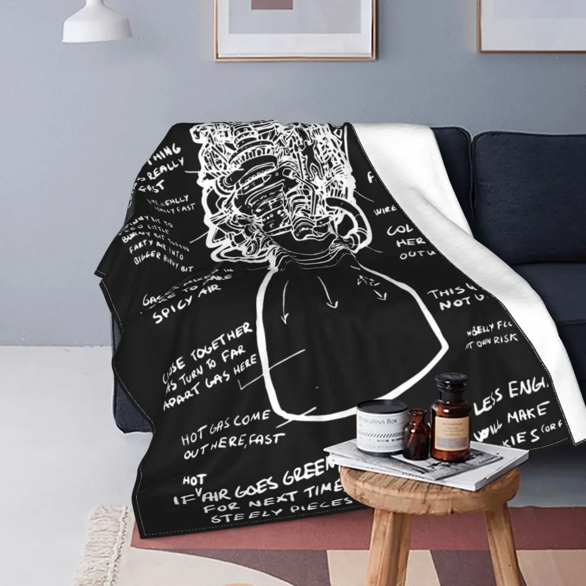 SpaceX Raptor Schematics Spicy Air Machine Flannel Blanket Funny Throw Blanket for Sofa Bedding Lounge Quilt