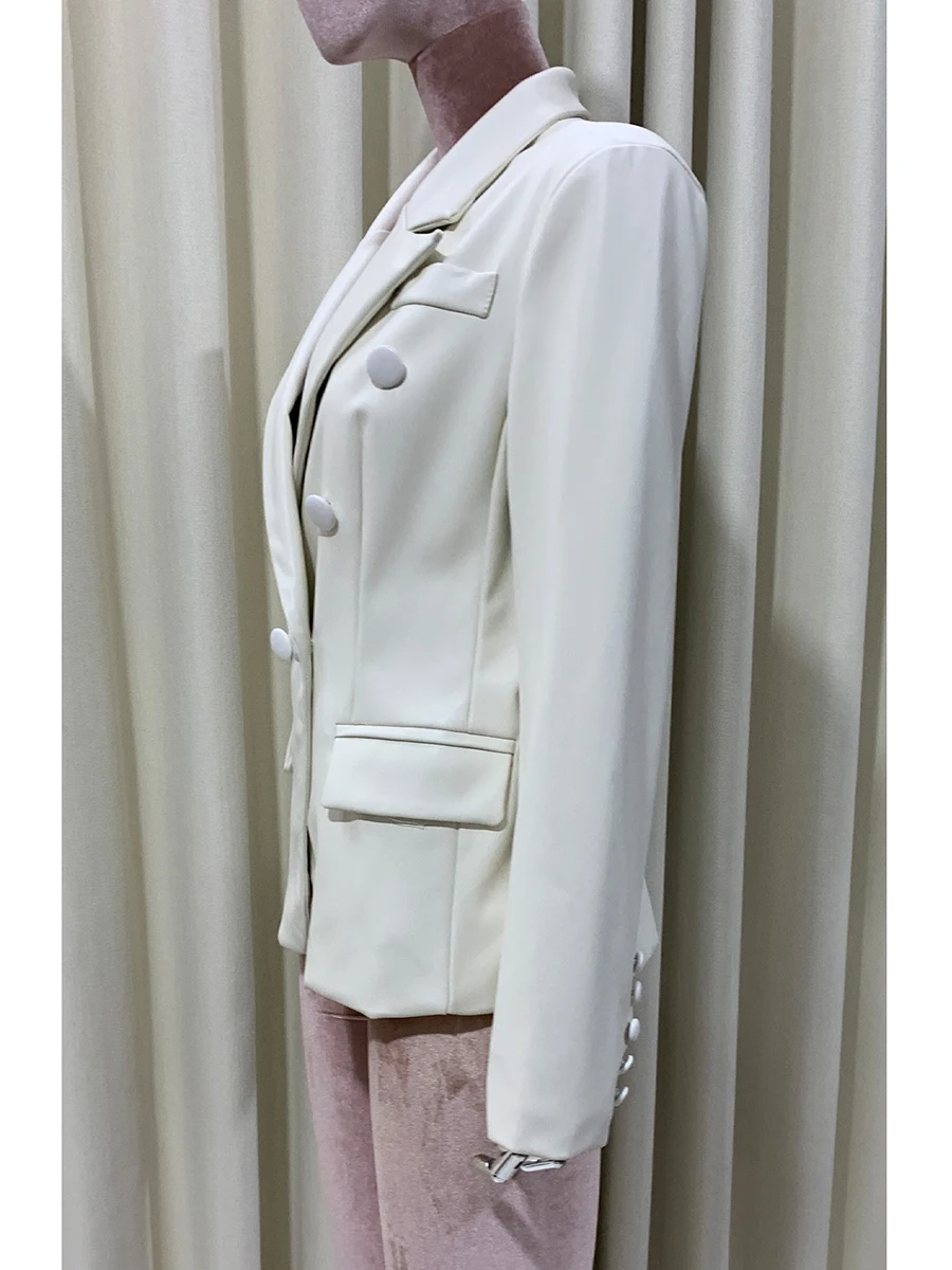 Giacca da donna in morbida pelle Pu corta rosa primavera autunno corta da donna manica lunga slim lusso elegante chic elegante giacca cappotto bianco 2025