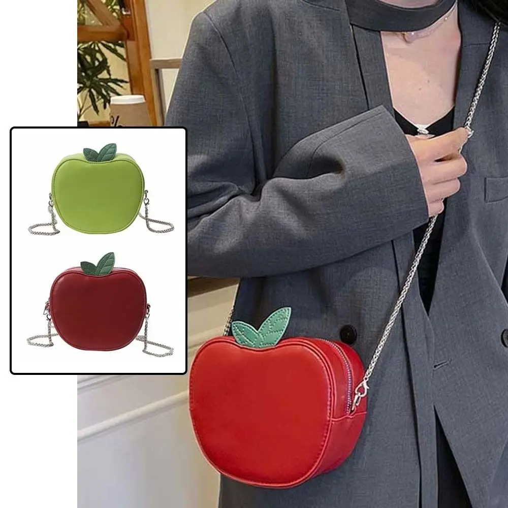 

Новая сумка-цепочка в форме фрукта, креативная красная сумка через плечо, круглая маленькая кожаная сумочка, забавный кошелек для монет, женская сумка на плечо