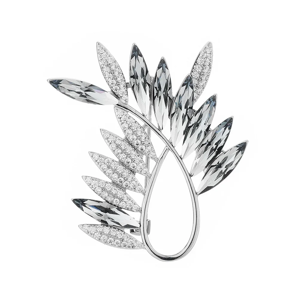 

New Crystal Olive Branch Brooch for Women Luxurious Plant Shaped Brooches Corsage Simple Coat Accessories Mother's Day Gift