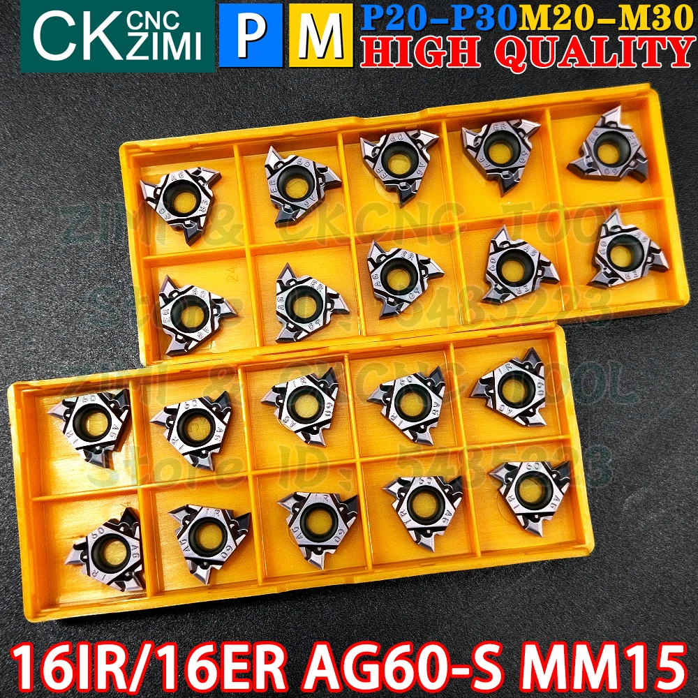 16IR AG60-S 16ER AG60-S MM15 Carbide Inserts Internal External Thread Threaded Inserts Tools CNC Metal Lathe Turning Cutter Tool