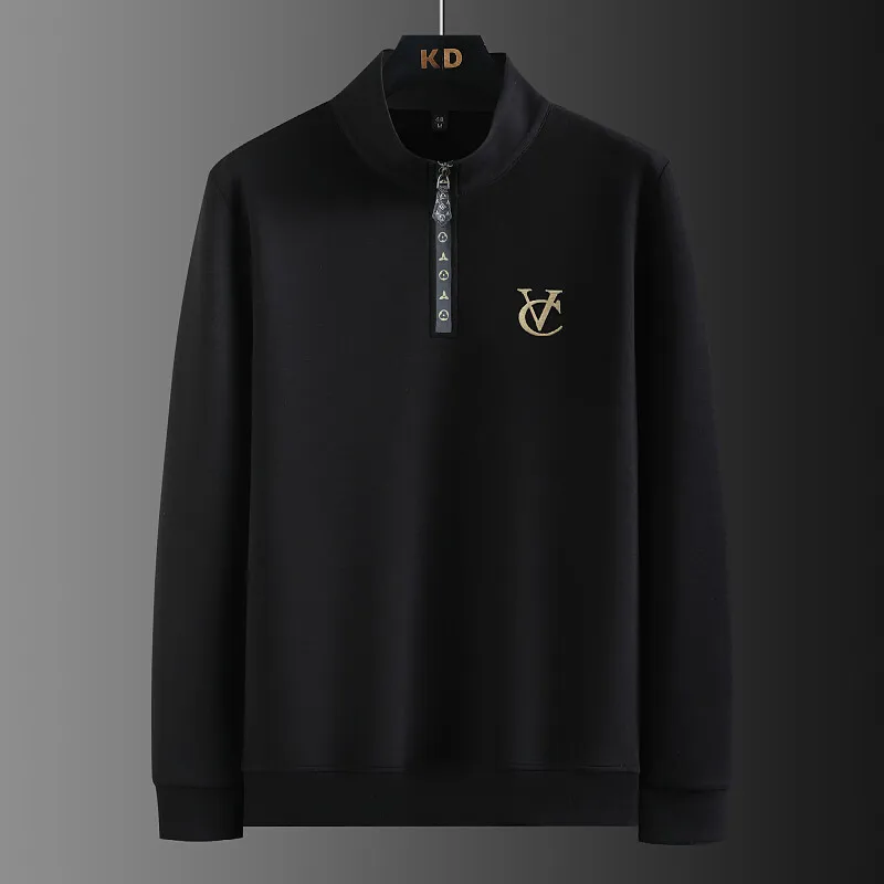 

Роскошные мужские толстовки с воротником-стойкой и вышивкой, весенние мягкие повседневные деловые толстовки с длинными рукавами, уличный пуловер, топ