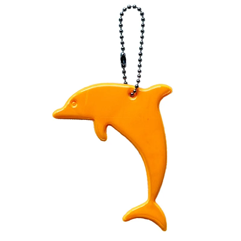 2Pcs Dolphin Reflective Pendant with Bead Chain for Night Student Safety Backpack Decor Sign Foggy Night Warning Luminous Marker