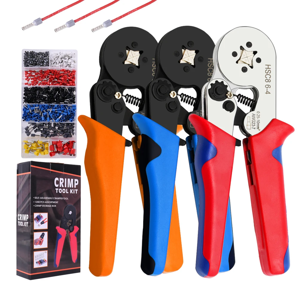 HSC8 6-4 Crimping Pliers 0.25-6/10mm² High Precision Tubular Terminals Sets Wire Car Electrician Hand Tools High Precision Clamp