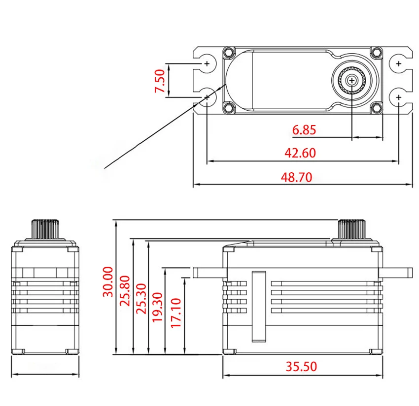 YANTRS All Steel Gear 28KG 0.08 Second High Torque High-Speed Medium-Sized Steering Gear, Used In Cars, Airplanes, Ships, Etc