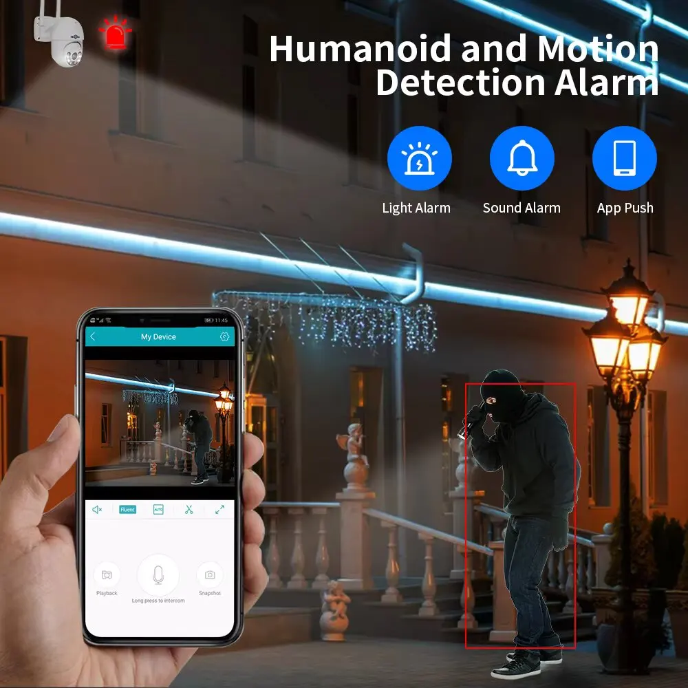 Hiseeu 1080P PTZ Wifi Kamera IP Domowa 5-krotny zoom cyfrowy Wykrywanie ludzi Automatyczne śledzenie Kamera monitorująca CCTV ONVIF, 4K, 8MP, PTZ, WiFi