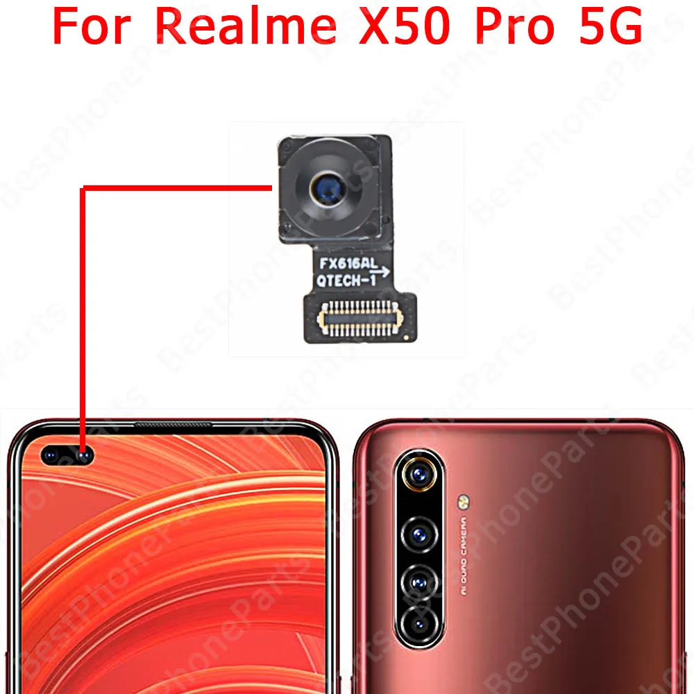 Front Selfie Rear Camera For Realme XT X7 X50 Pro 5G Facing Back View Camera Module Flex Cable Replacement Spare Parts