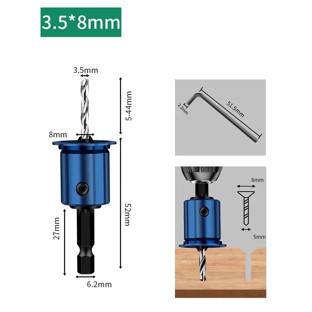 8mm haste contador pia broca núcleo limitador buraco abridor escareador brocas roteador bit madeira buraco perfurador ferramenta para trabalhar madeira