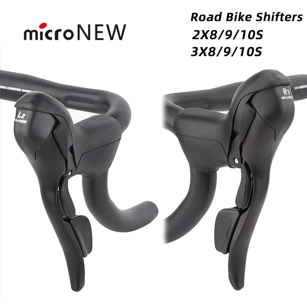 MicroNEW Road Bike Shifter 3x7 3x8 3x9 3x10 Speed Brake Levers Bicycle 2x7 2x8 2x9 2x10 Speed Front Derailleur For Shimano