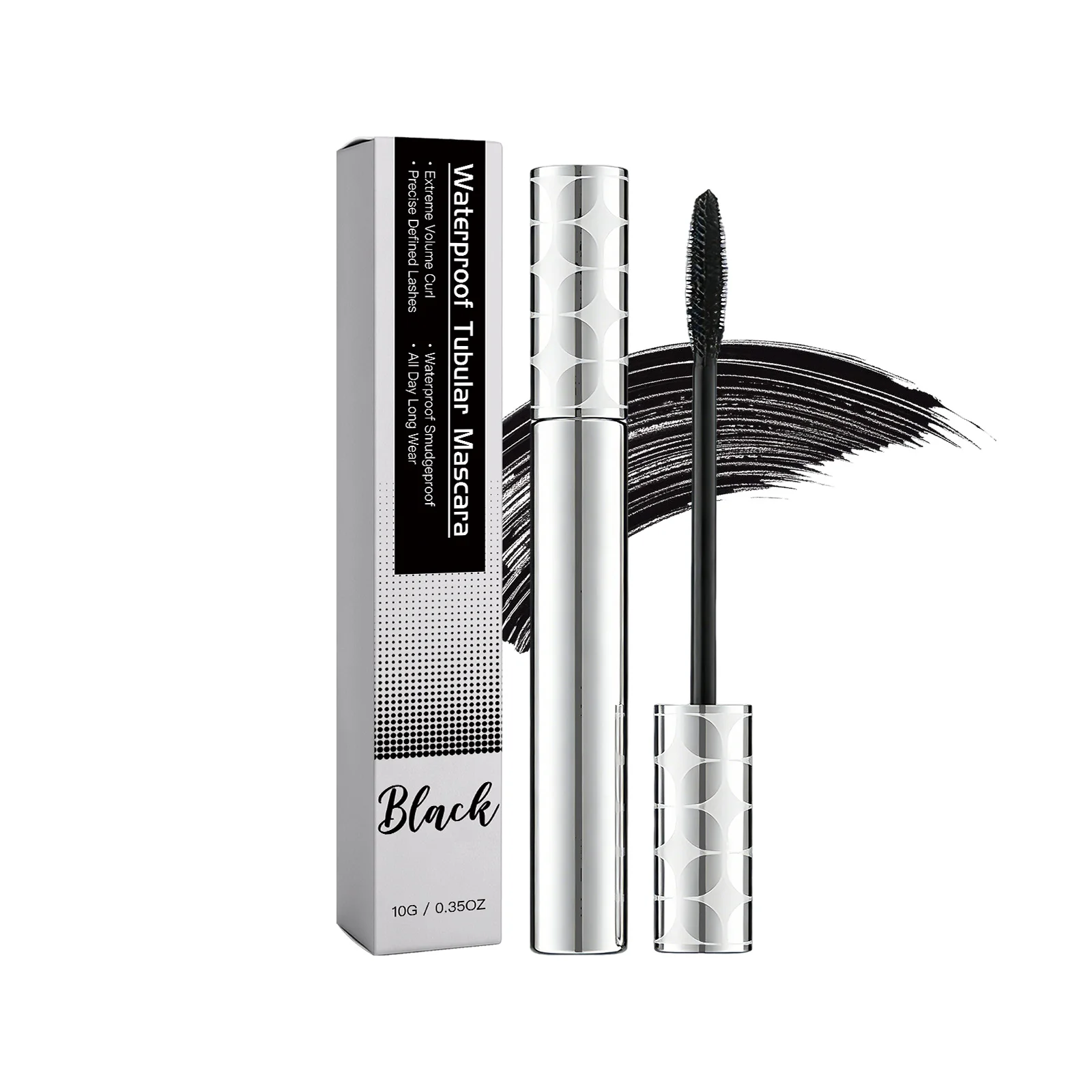 Black Lengthening Curling Mascara Waterproof Smudge-Proof Long-Lasting Volume Vitamin E Nourishing Lash Care Eye Makeup