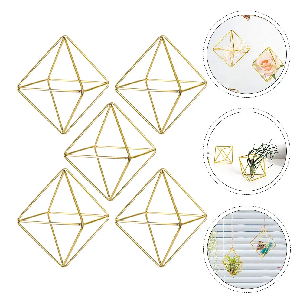 

5pcs Geometric Air Fern Display Stand Planter Rustic Hanging Fern Stand Air Plant Holder Indoor Garden Decor Plant Pot