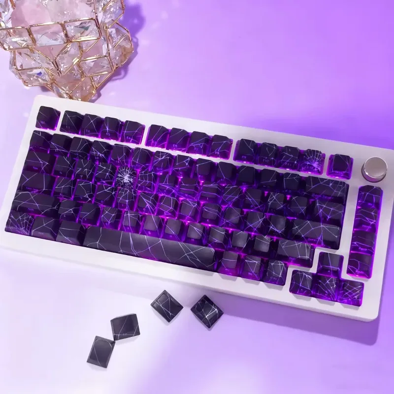 Spider Web SilkTheme Keycaps Set Customized PBT Sublimation Cherry Profile Keyboard Cap Gaming Mechanical Keyboard Accessories