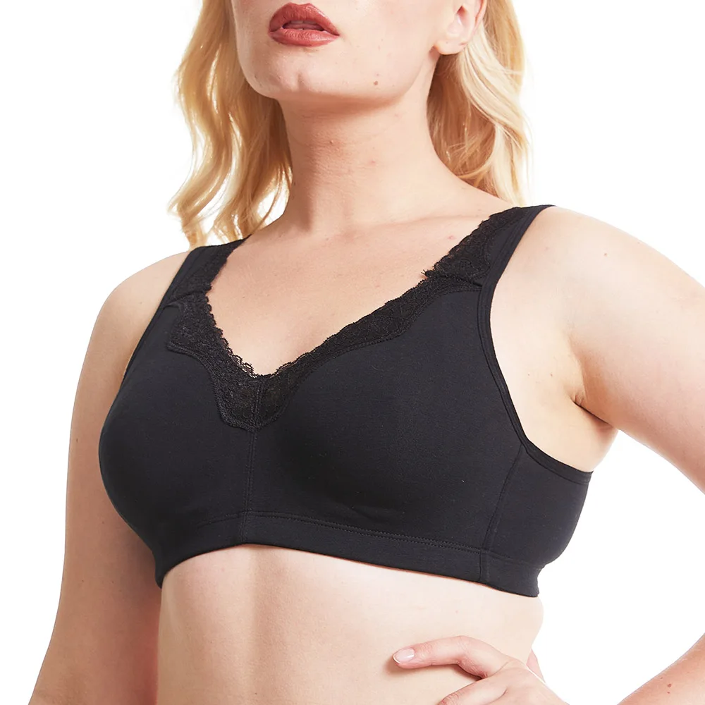 Underwear Cotton Black Plus Size Bra Full Large Cup Seamless Wireless Ultra-thin Women Bras Minimizer Bras A B C D E F G H I