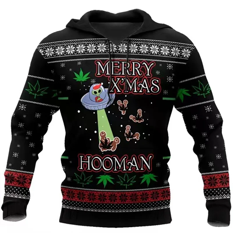

Christmas Harajuku Men's Hoodies Funny 3D Santa Claus Print Sweatshirts Casual Oversized Pullover Autumn and Winter Fashion Tops