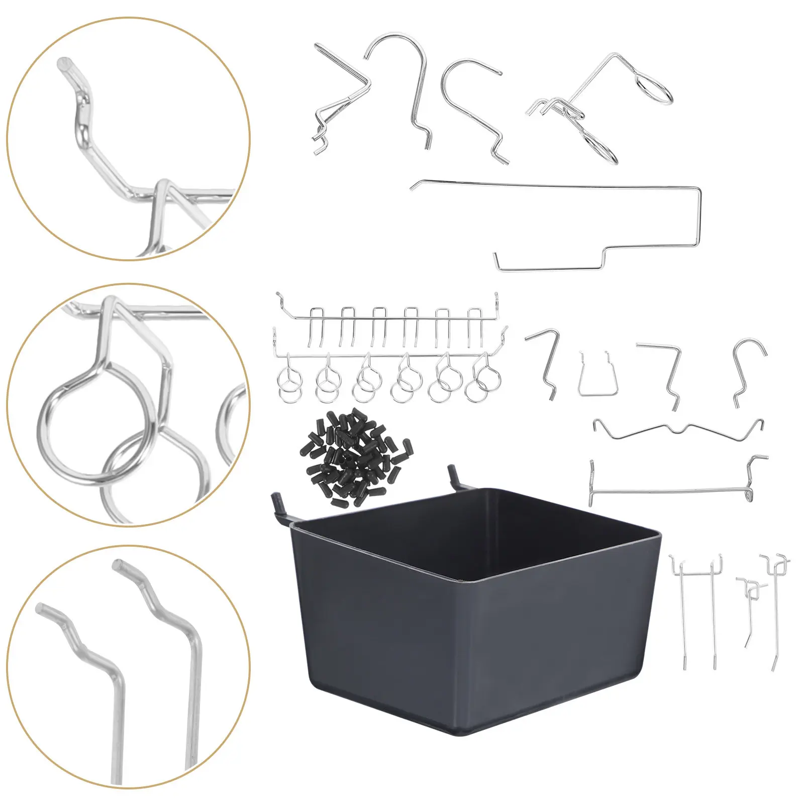 

120Pcs Pegboard Hook Assortment Stainless Steel Organizer Hooks Kit for Garage Workshop Peg Board Accessories Tool Hooks Storage