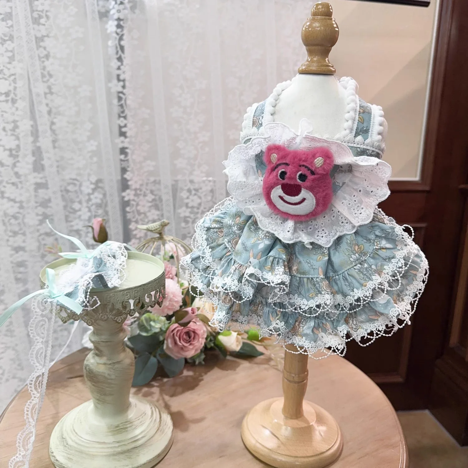 Original handmade summer dog clothing Lolita Cat Dog Rabbit Princess Dress Strawberry Bear