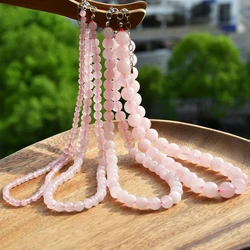 Yumfeel Natural Rose Quartz Necklaces Women Romantic Elegant Valentine's Day Gift 4mm 6mm 8mm 10mm Round Beads Handmade Choker