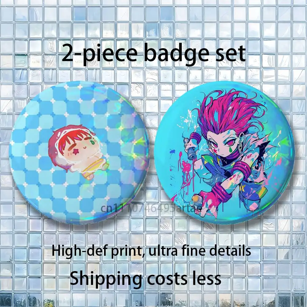 Round Brooch 2-piece Set Enamel H-Hunter x Hunter-S Hisoka the MagicianTrendy for souvenir gift Merch Collectible Clothing Decor