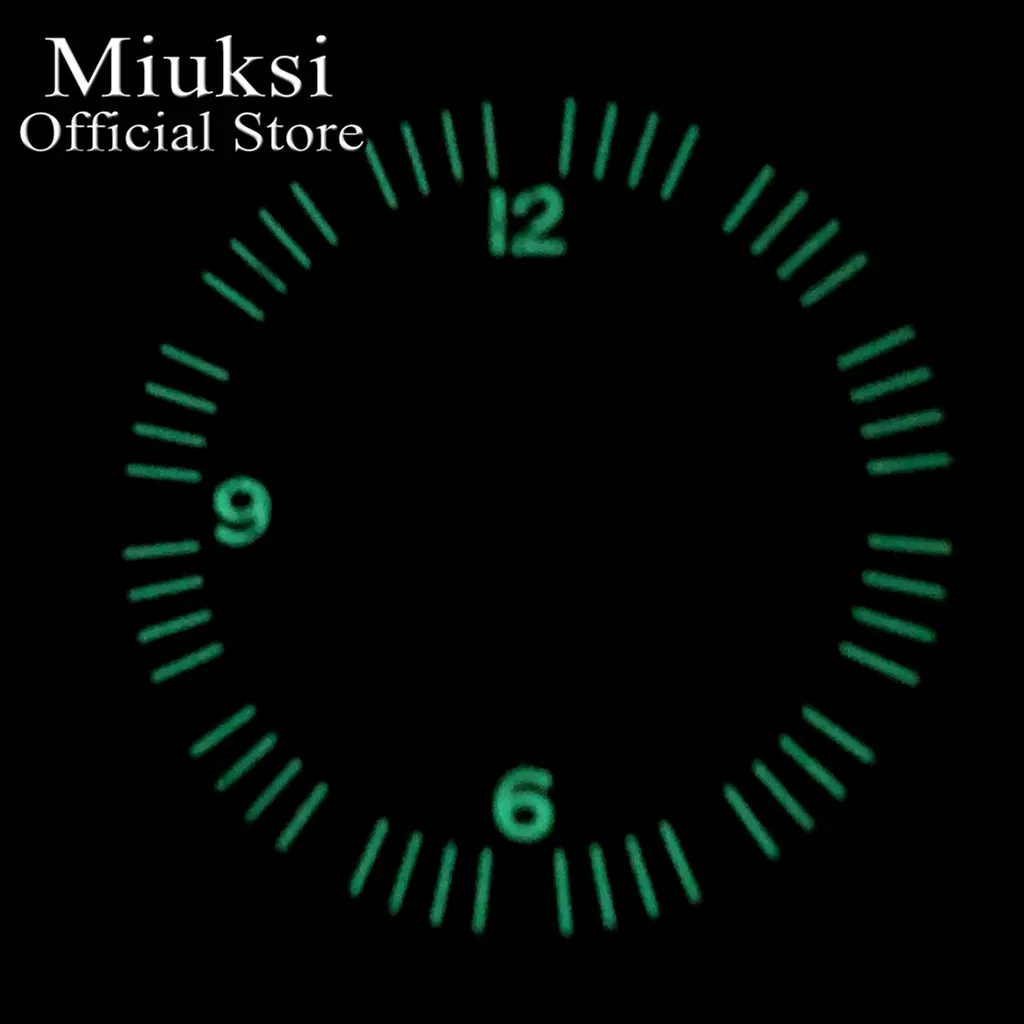 Miuksi 32mm black blue green watch dial luminous dial fit NH35 movement