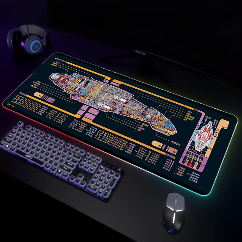 

Large RGB Mouse Mat Spacecraft Gamer Mousepads LED Gaming Mousepad Big Luminous Desk Pad Desk Mats Backlit Mouse Pads