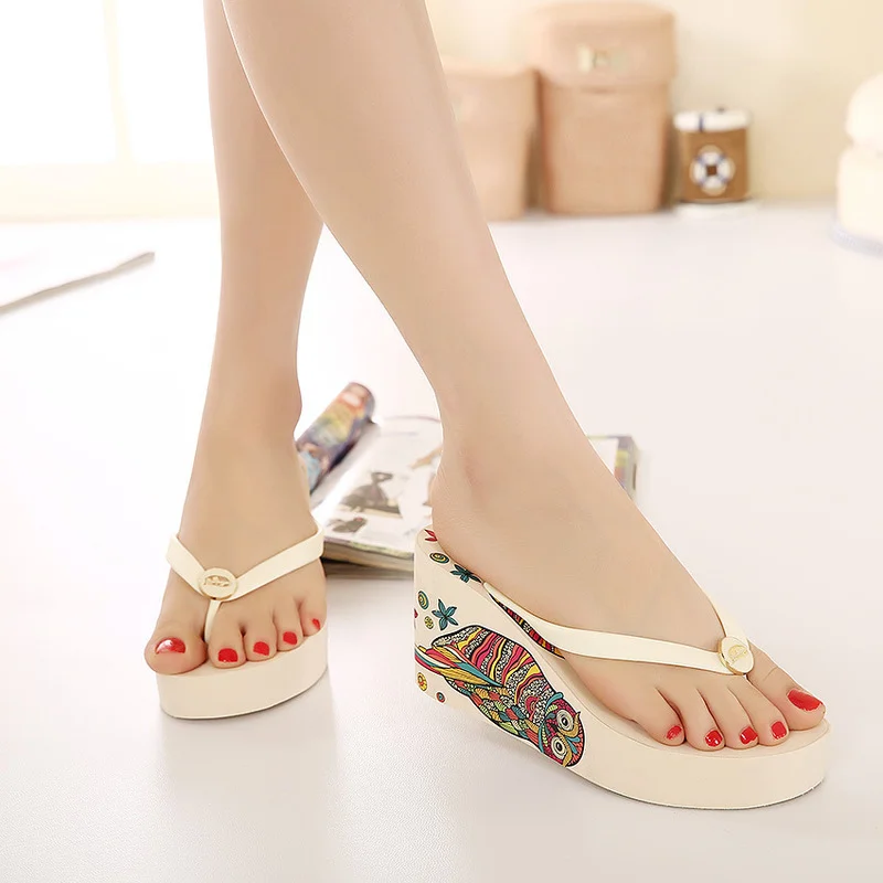 

Comemore New Comfortable Wedge Platform 11cm Slope Heel Slippers Women's Shoes Summer Flip-flops Korean High Heels Sandals 2022