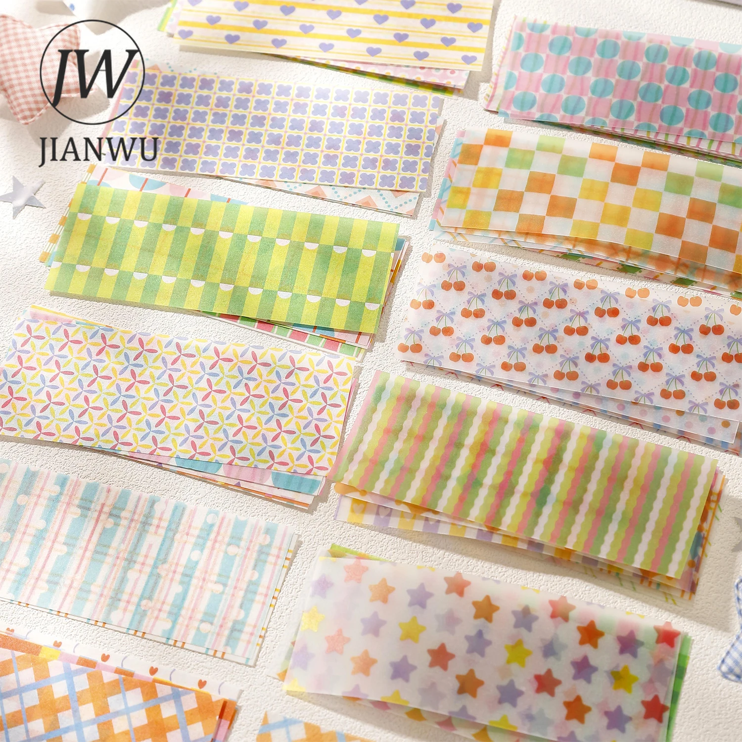 JIANWU Dopamine Tachycardia Series Vintage Plaid Pattern Landscape Material Collage Sticker Book Creative DIY Journal Stationery