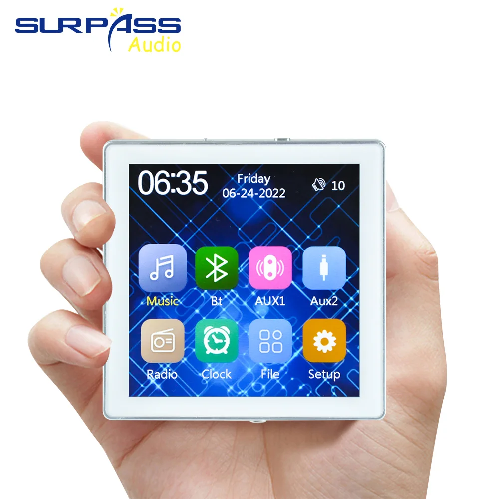 블루투스 벽 앰프 미니 터치 스크린, 스테레오 사운드 음악 패널, 홈 오디오 뮤직 센터, 6 개 언어 지원, 4 인치, 2x20W