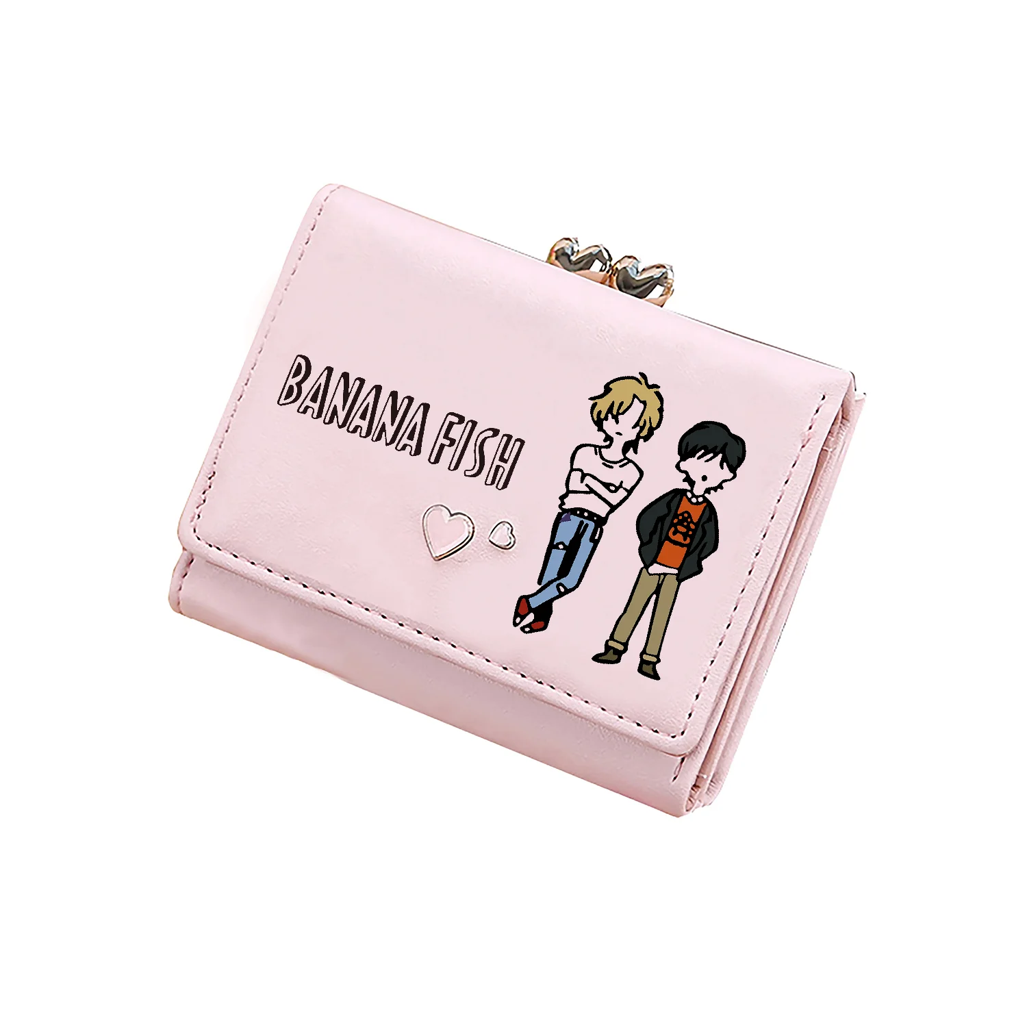 BANANA FISH Kawaii Coins Purses Ash Lynx Anime Short Wallets Pink Cute ID Card Holder Pu Leather Small Money Bags Girls Clutch