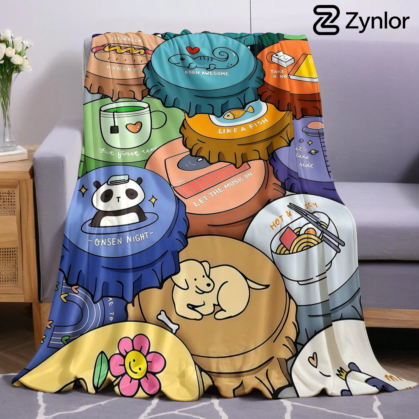 Sticker Collage Lightweight Microfiber Soft Christmas Fleece Blanket Warm Cozy Throw for Bed Sofa Office Travel All Season