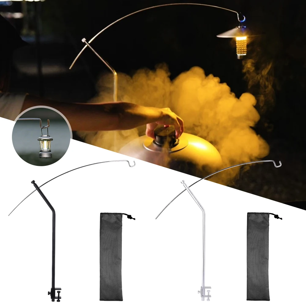 

Подвесная стойка для лампы IGT для кемпинга, портативная вешалка для уличного освещения из алюминиевого сплава, изогнутый держатель лампы для пикника, пешего туризма, рыбалки