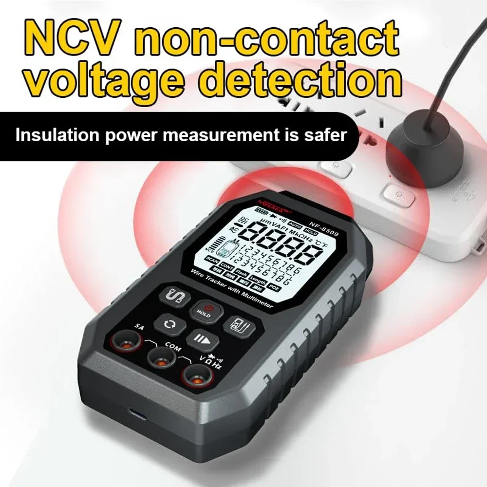 NOYAFA NF 8509 네트워크 케이블 테스터, 멀티미터 전류 전압 저항 POE 테스트, NCV AC DC LCD 와이어 트랙용, 업그레이드 신제품