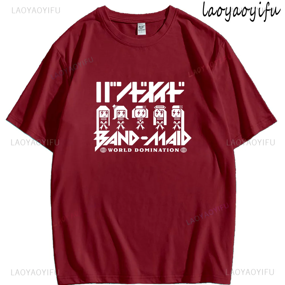 تي شيرت خادمة الفرقة للرجال والنساء ، قمم طباعة فرقة الروك اليابانية ، قميص صيفي بأكمام قصيرة ، تي شيرتات رسومية ، تي شيرت قطني