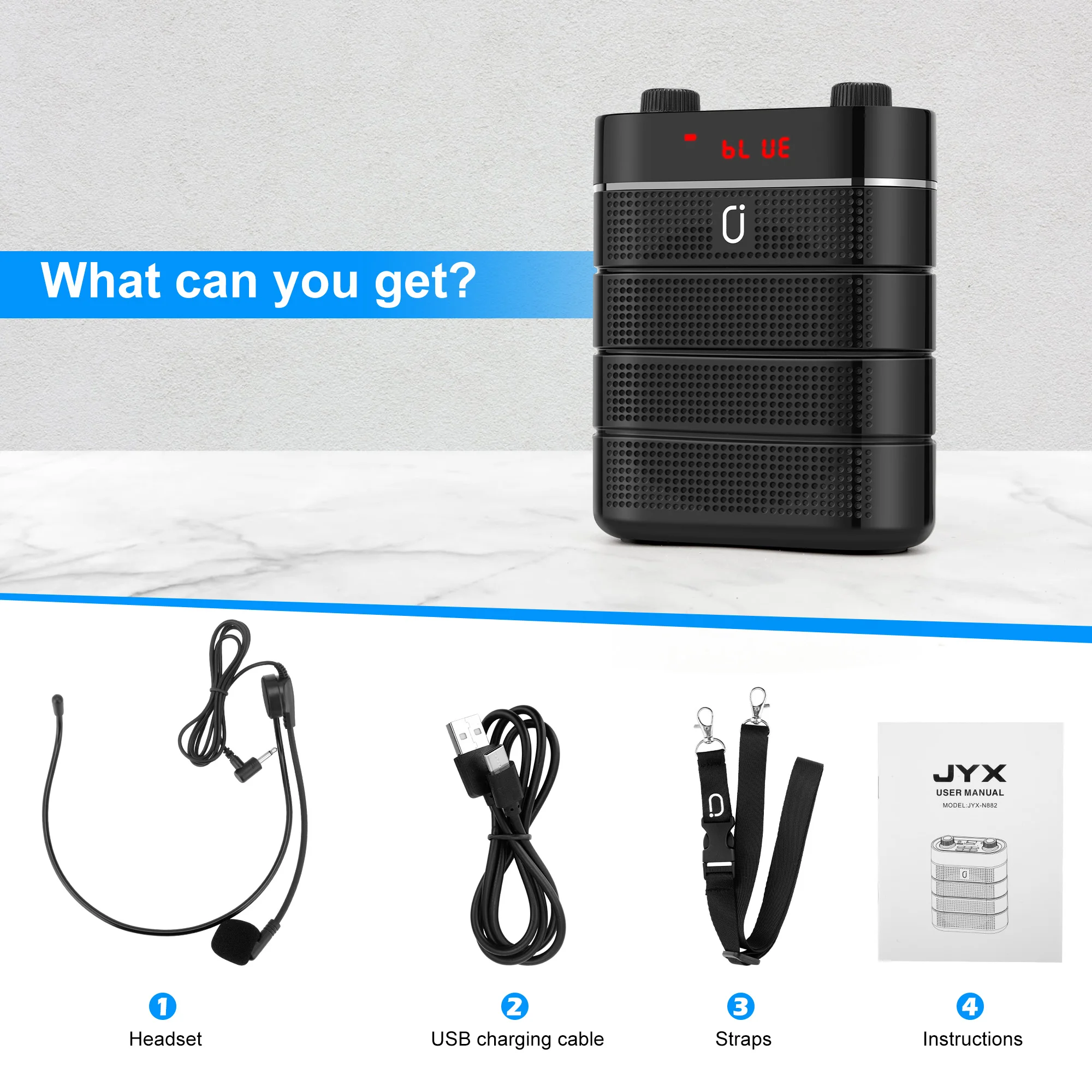 FanFun 음성 증폭기 교사를위한 마이크 디스플레이 스피커가있는 휴대용 개인 음성 스피커 음성 투어 가이드