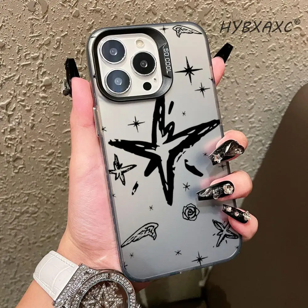 HYBXAXC Fashion Korean Idol Style Electroplated Silver Phone Case Smooth Surface Anti Scratch Back Cover For iPhone All Series