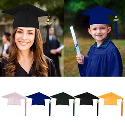 Bachelor Graduation Hat With Tassels Adjustable Unisex For Adult Children High School Bachelor Cosplay Prop Graduates Headgear