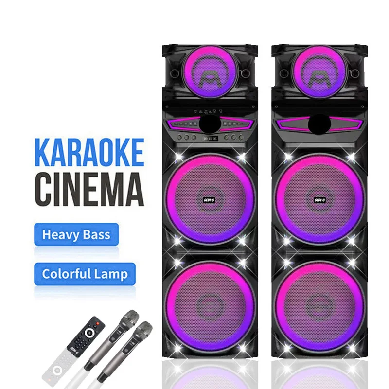 GD-3121 Dual 12-inch Home Wooden Stereo Private Professional Wireless Bluetooth DJ Speaker Set TWS Party Speaker