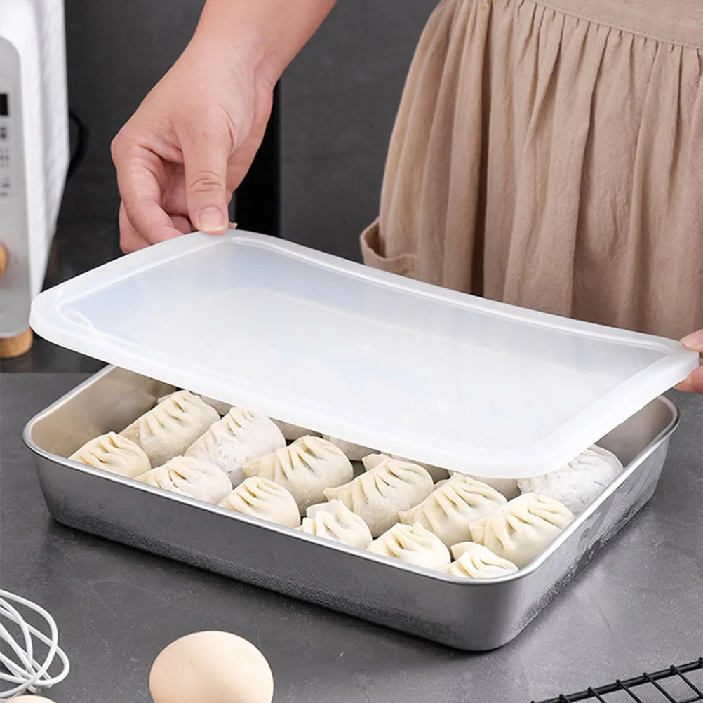 

Stainless Steel Baking Pan Rectangle Bakeware Bread Pizza Dumplings Plate Large Capacity Oven Tray Home Use Easy Clean Heat